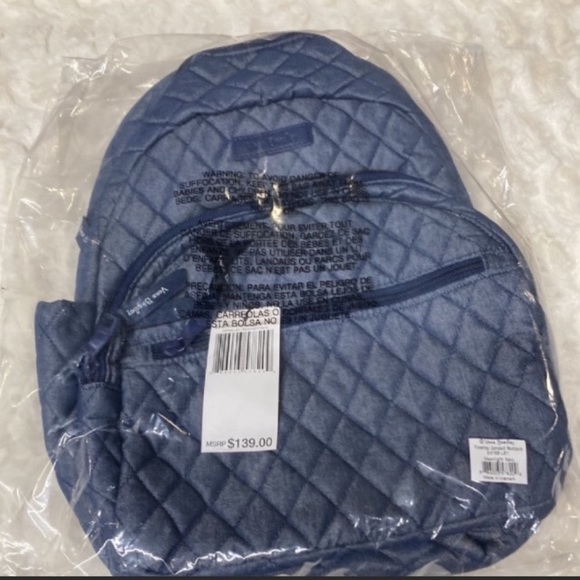 Vera Bradley Essential Compact Backpack Moonlight Navy Denim - Picture 1 of 6